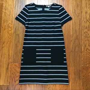 GAP Black and Gray Striped Short Sleeve Dress